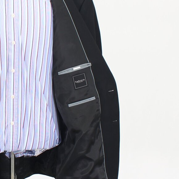 Van Heusen 56R Black Solid 2-Button Sport Coat Blazer Jacket T787 - Picture 10 of 11